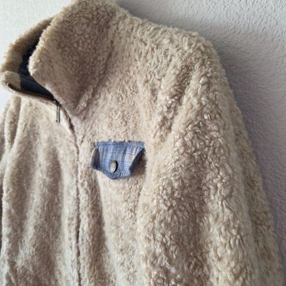Pendleton US Womens S Beige Heather Fuzzy Sherpa Teddy Full Zip Jacket - Picture 2 of 11